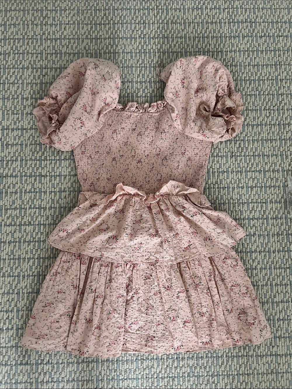 Tuckernuck x Hyacinth House Pink Floral Smocked Marie Mini Dress Size Large - Picture 4 of 4